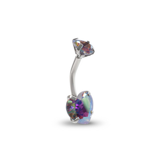 Prismatic Heart Gem Belly Ring