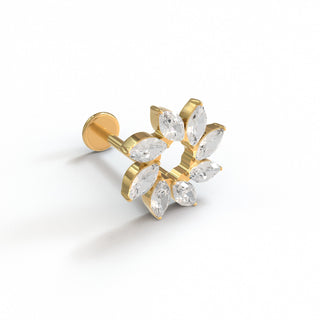 Sun Flower - Internally Threaded Piercing Stud Flat back