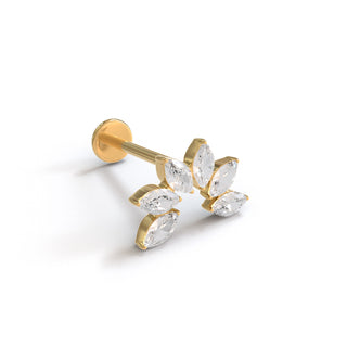 6 diamond gold titanium flat back