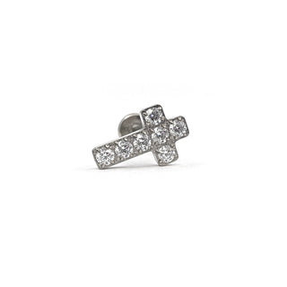 Cross silver titanium flat back