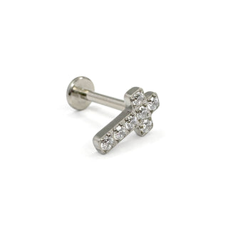 Cross silver titanium flat back