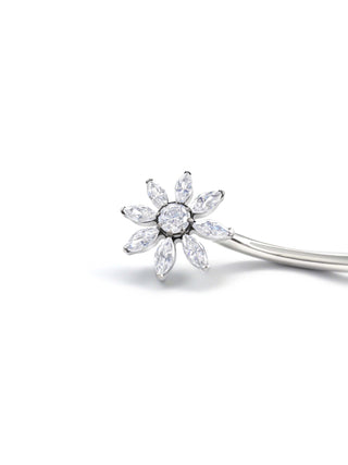 Silver Blossom Gem Belly Ring