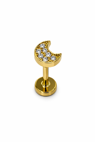 Moonrise - Gold & Diamond Flat Back Stud Earring