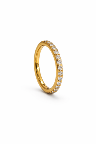 Eclat Soleil - 8mm - Gold & Diamond Hoop Earring