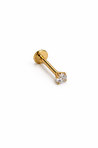 Diamond Stud - Gold & Diamond Flat Back Stud Earring