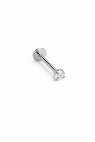 Brilliant One - 2.5 mm - Gold & Diamond Flat Back Stud Earring