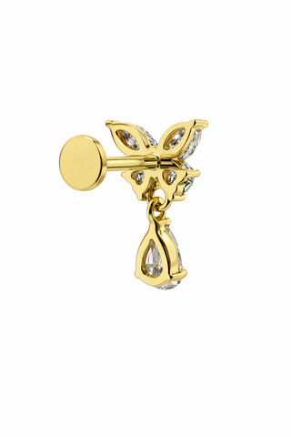 Aurelia Flutter - Gold & Diamond Flat Back Stud Earring