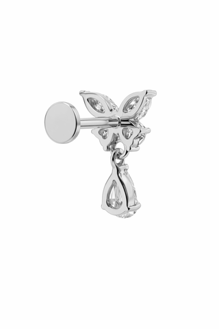 Aurelia Flutter - White Gold & Diamond Flat Back Stud Earring