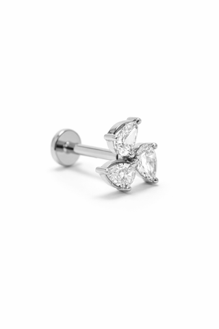 Luminara - Gold & Diamond Flat Back Stud Earring