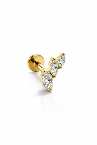 Rosefire - Gold & Diamond Flat Back Earring Stud