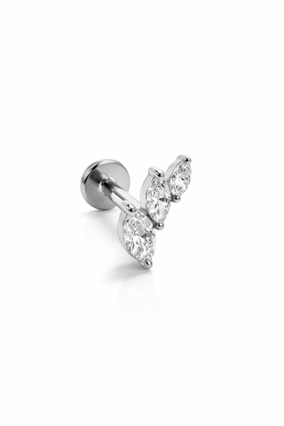Rosefire - Gold & Diamond Flat Back Stud Earring