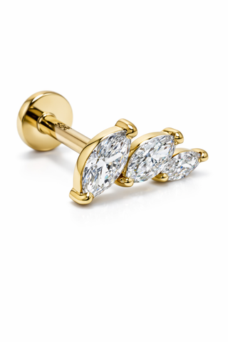 Rosefire - Gold & Diamond Flat Back Earring Stud