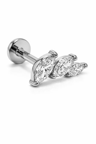 Rosefire - Gold & Diamond Flat Back Stud Earring