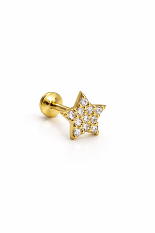 Aurora Star - Gold & Diamond Flat Back Earring Stud