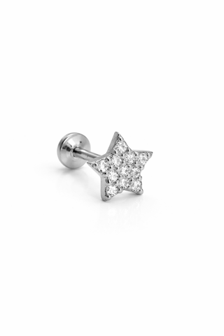 Aurora Star - Gold & Diamond Flat Back Stud Earring