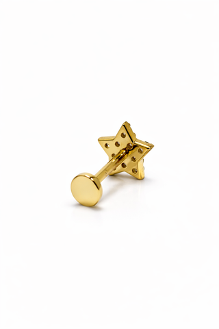 Aurora Star - Gold & Diamond Flat Back Earring Stud