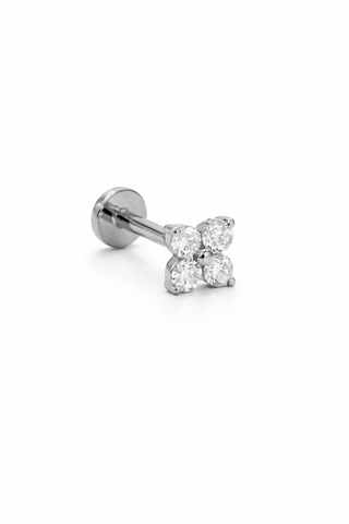Elise - Gold & Diamond Flat Back Stud Earring