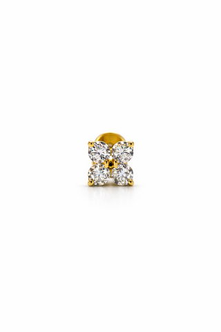 Elise - Gold & Diamond Flat Back Earring Stud