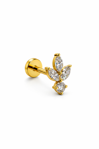 Solara - Yellow Gold & Diamond Flat Back Earring Stud