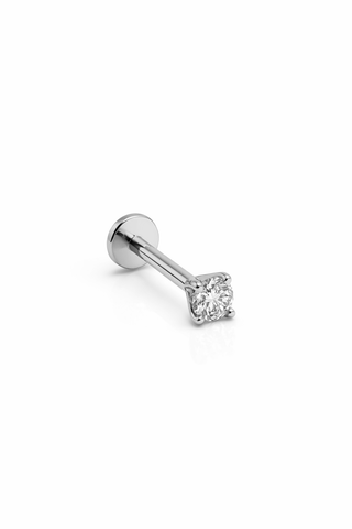 Pure Solitaire - 4 mm - Gold & Diamond Flat Back Stud Earring