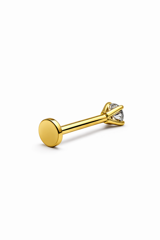 Brilliant One - 2.5 mm - Gold & Diamond Flat Back Earring Stud