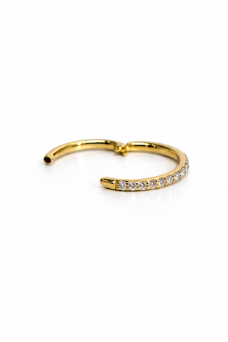 Eclat Soleil - 10mm - Gold & Diamond Hoop Earring