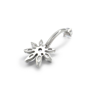 Silver Blossom Gem Belly Ring