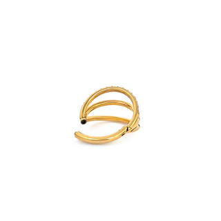 Triple Row Sparkle Gold Ring