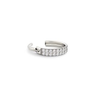 Double Row Silver Hoop Ear Ring
