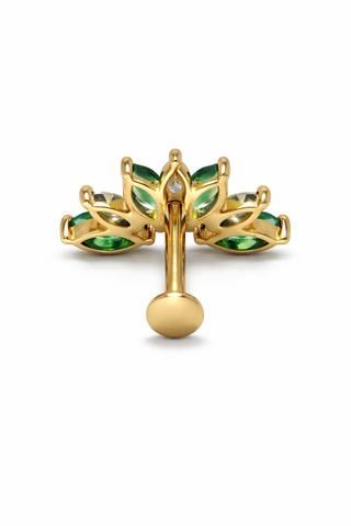 Emerald Royale Crown - Gold & Diamond Flat Back Stud Earring