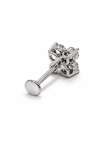 Essential Four - Gold & Diamond Flat Back Stud Earring