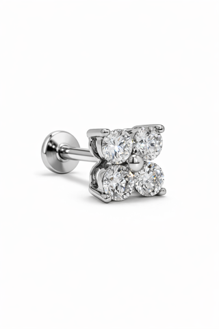 Essential Four - Gold & Diamond Flat Back Stud Earring
